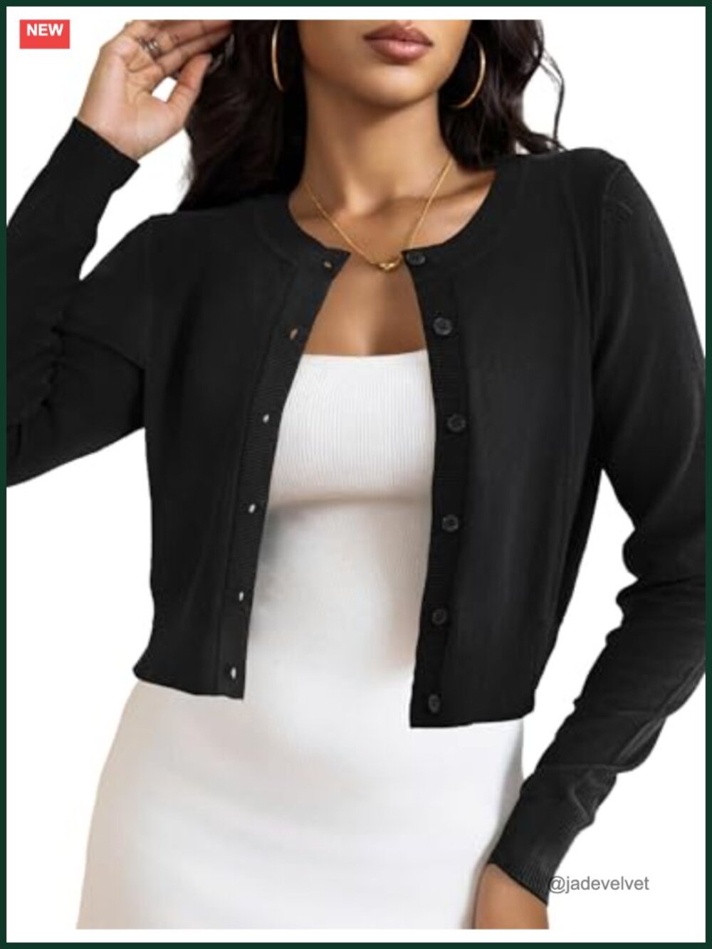 Women's Cropped Cardigan Bolero Shrug Button Down Long Sleeve Knit